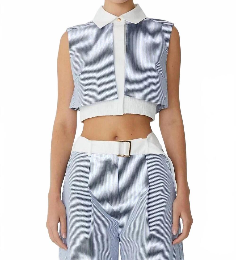 NEW JS71 veda cropped top in blue/white